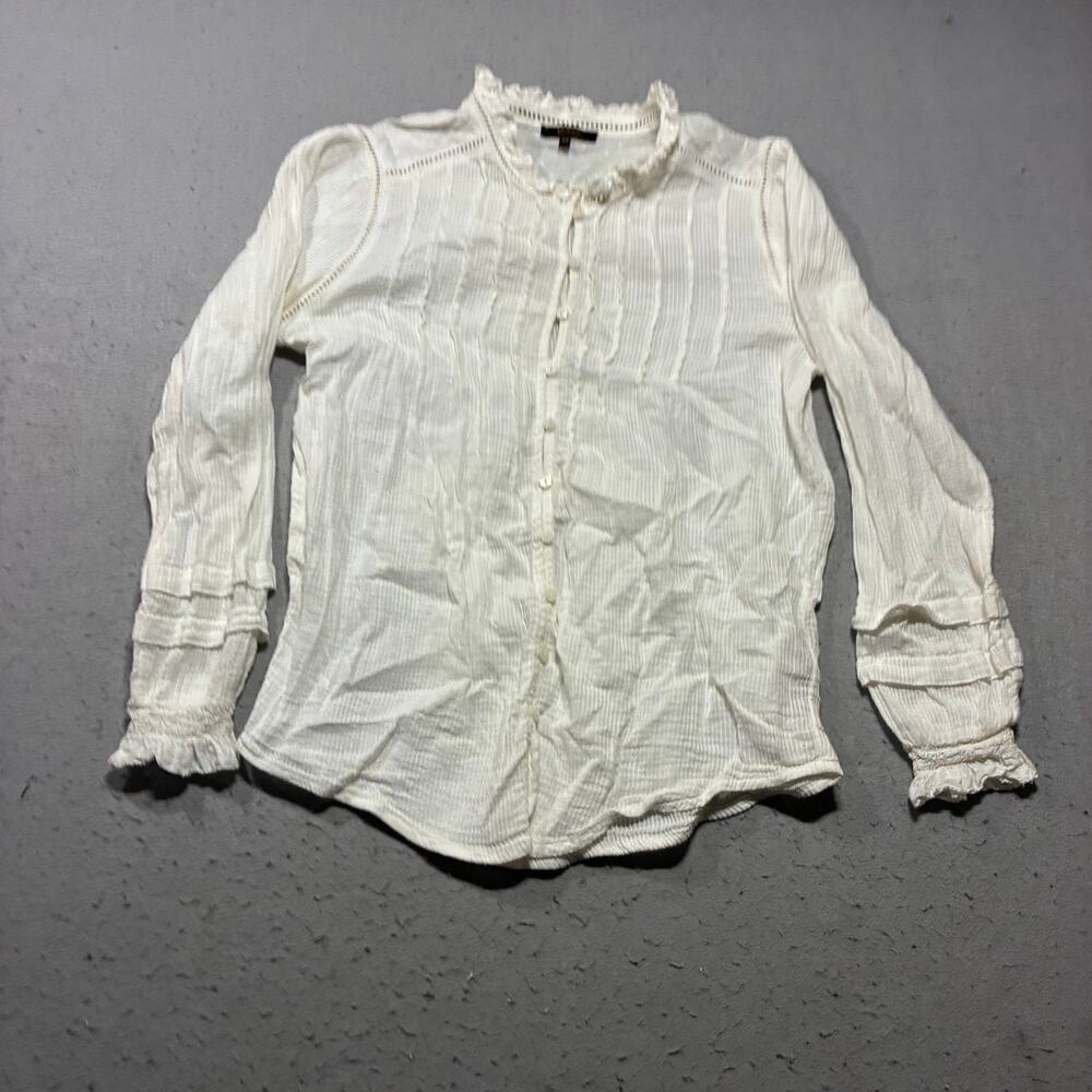 Quince Textured Peasant‎ Blouse Women’s XS White Organic Cotton